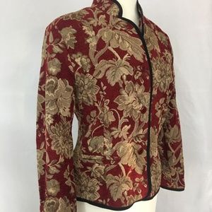 3/$30 Red & Gold Embroidered -  Fitted Blazer